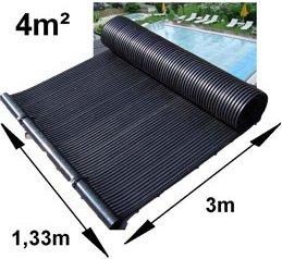 Rolled up swimming pool solar heating panels
